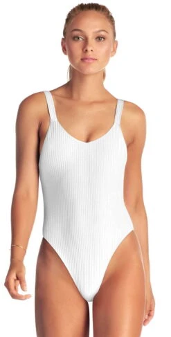 Vitamin A EcoRib Leah Full Coverage One Piece Swimsuit In White