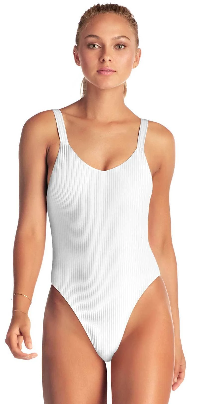 Vitamin A EcoRib Leah Full Coverage One Piece Swimsuit In White 3 Vitamin A EcoRib Leah Full Coverage One Piece Swimsuit In White