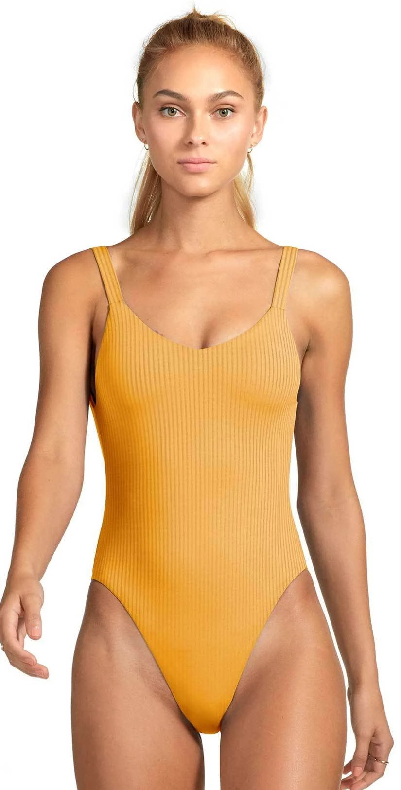 Vitamin A EcoRib Leah One Piece Swimsuit In Marigold 3 Vitamin A EcoRib Leah One Piece Swimsuit In Marigold