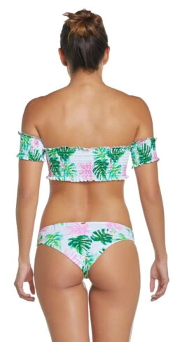 PilyQ Mingos Smocked Off The Shoulder Bikini Top 10 PilyQ Mingos Smocked Off The Shoulder Bikini Top -Sunflair Verkaufsgeschäft MIN 160B MIN 211T BACK FRONT TIE