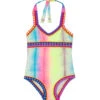 PQ Swim Girls Tie Dye Rainbow Embroidered One Piece 1 PQ Swim Girls Tie Dye Rainbow Embroidered One Piece -Sunflair Verkaufsgeschäft TD1