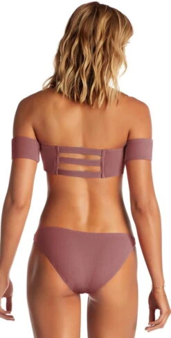 Vitamin A Luciana Ribbed Bikini Bottom In Dusty Rose