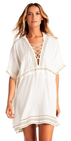 Vitamin A Isabell Windswept Short Gauze Caftan In White 7CS WEG