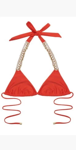 Beach Bunny Pretty In Pearls Triangle Bikini Top In Black Or Poppy -Sunflair Verkaufsgeschäft pretty in pearls b19128t1 popy
